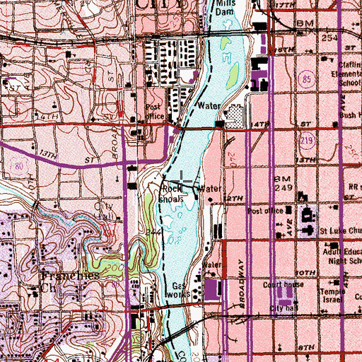 Topographic Map of Eagle Phenix Dam, GA