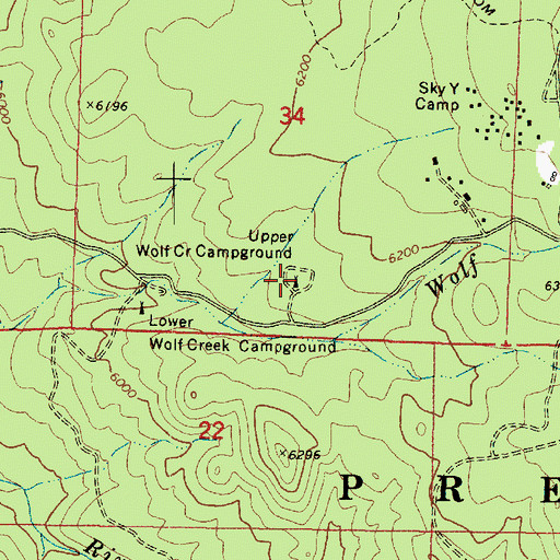 Topographic Map of Upper Wolf Creek Campground, AZ