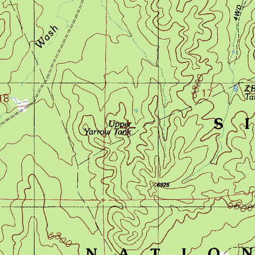 Topographic Map of Upper Yarrow Tank, AZ