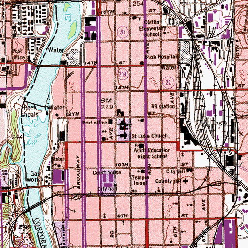 Topographic Map of First Baptist Church of Columbus, GA
