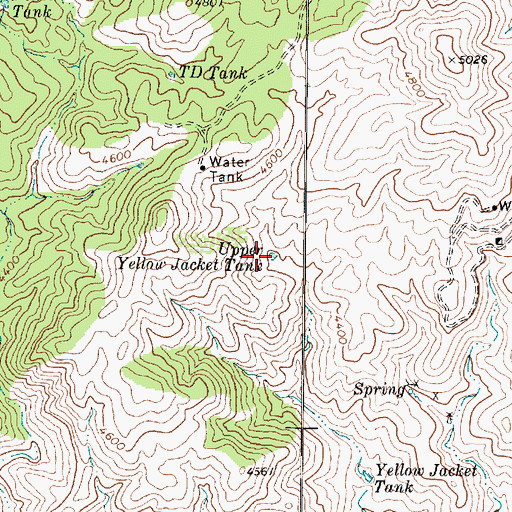 Topographic Map of Upper Yellow Jacket Tank, AZ