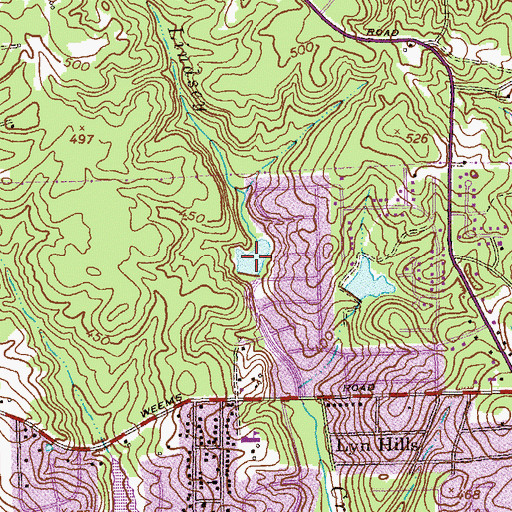 Topographic Map of Lake Ginger, GA