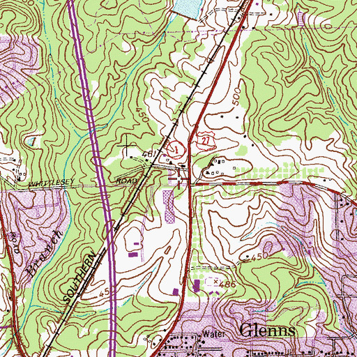 Topographic Map of Hamilton Square Shopping Center, GA