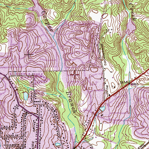 Topographic Map of Hidden Hills, GA