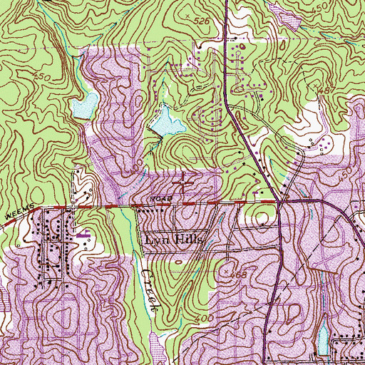 Topographic Map of Hillbrook Estates, GA