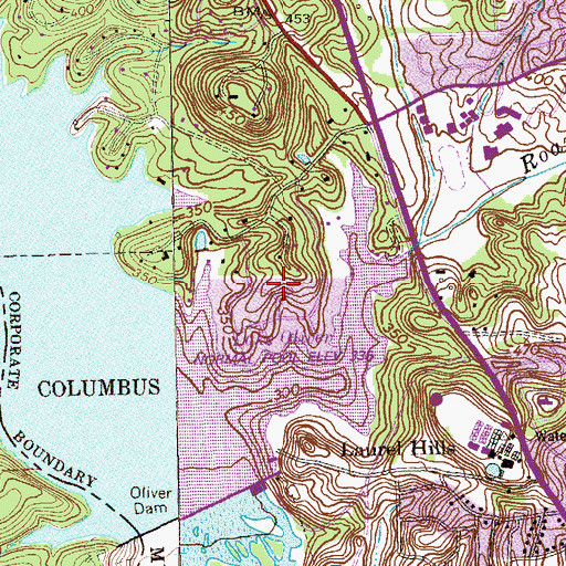 Topographic Map of Lake Oliver Estates, GA