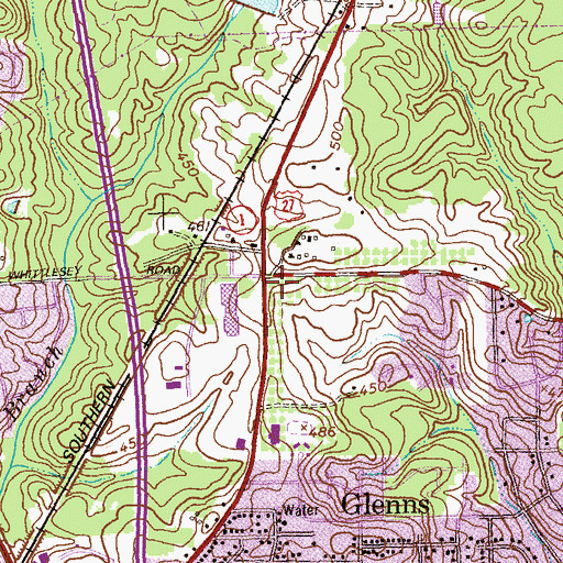 Topographic Map of Main Street Shopping Center, GA