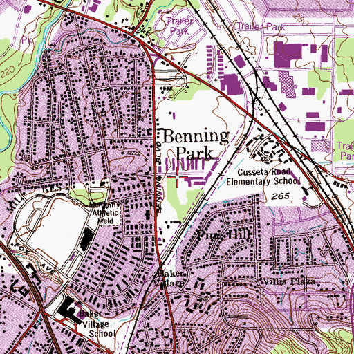 Topographic Map of Muscogee Elementary School, GA