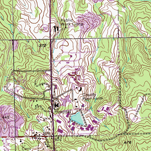 Topographic Map of Muscogee Manor, GA