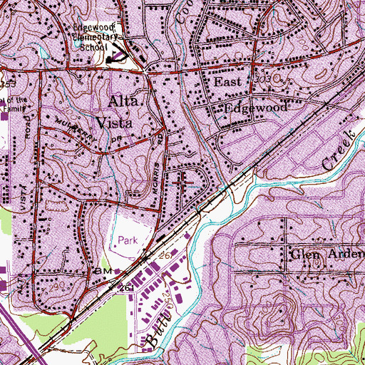 Topographic Map of Ridgeview Heights, GA