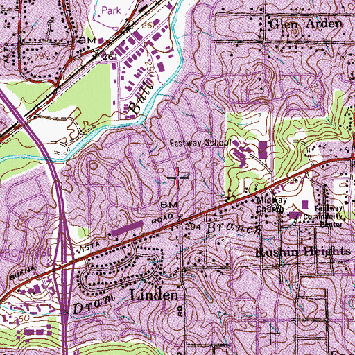 Topographic Map of Rosewood, GA