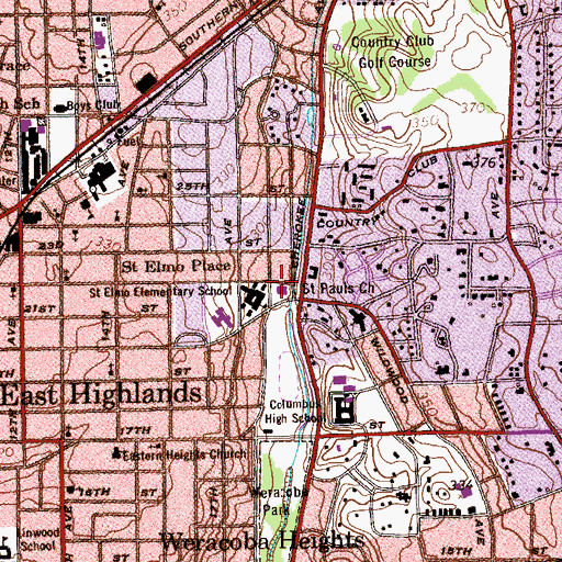 Topographic Map of Saint Elmo Shopping Center, GA