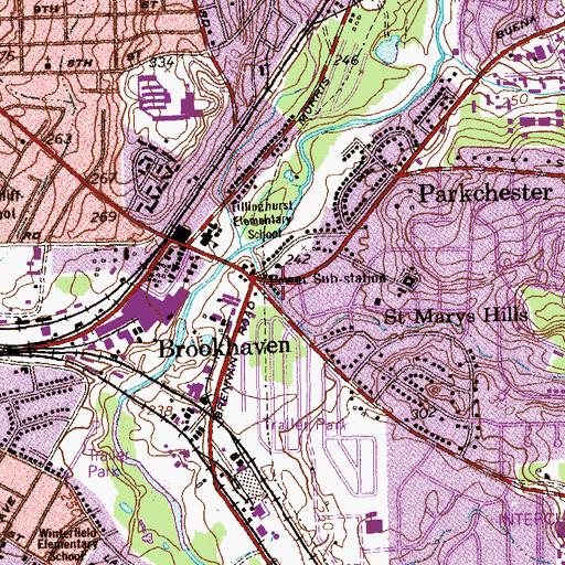Topographic Map of Saint Marys Hills Plaza Shopping Center, GA