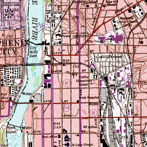 Topographic Map of Sixteenth Street School, GA