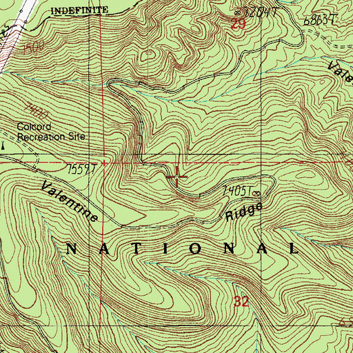 Topographic Map of Valentine Ridge, AZ