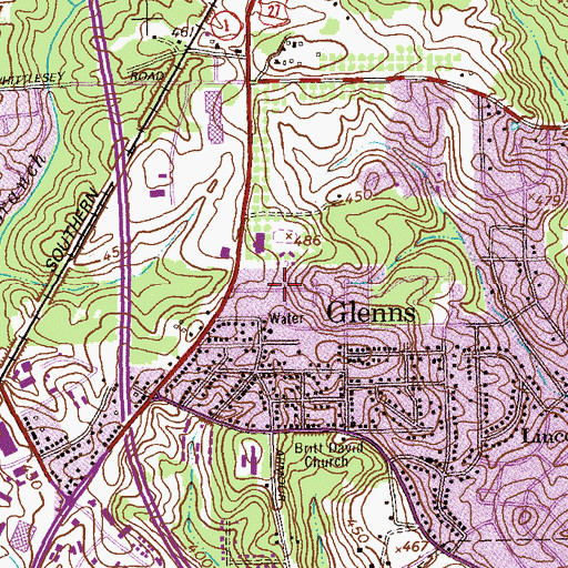 Topographic Map of Weems Valley, GA
