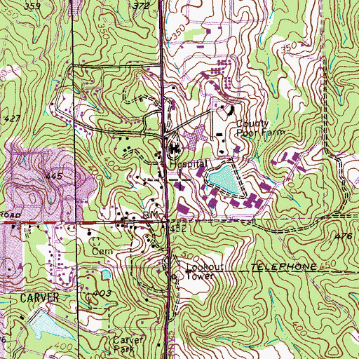 Topographic Map of West Central Georgia Regional Hospital, GA