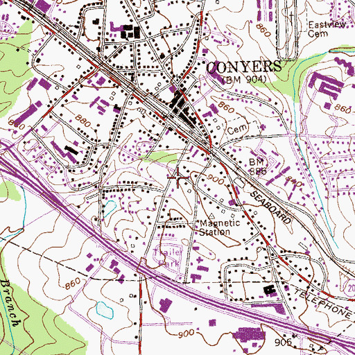 Topographic Map of Bald Rock Primitive Baptist Church, GA
