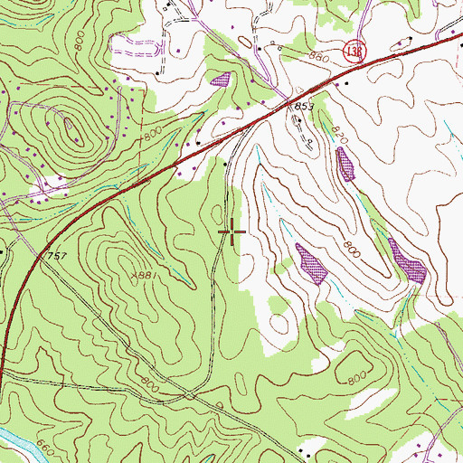 Topographic Map of Cedar Grove School (historical), GA