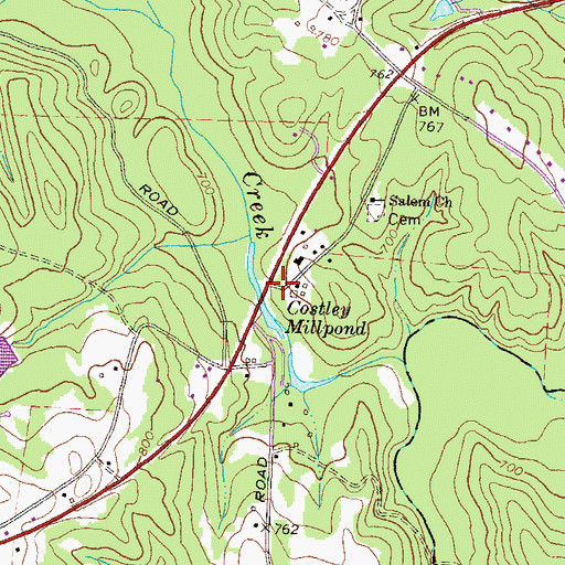 Topographic Map of Costley Mill (historical), GA