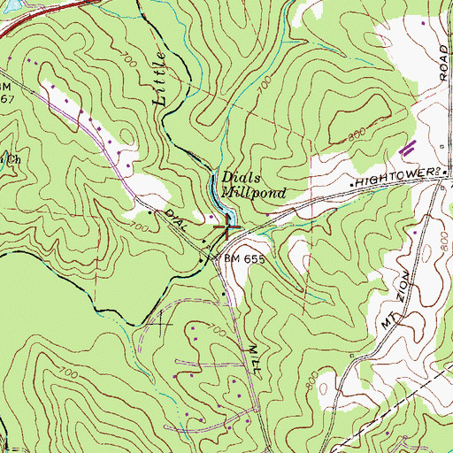 Topographic Map of Dial Mill (historical), GA