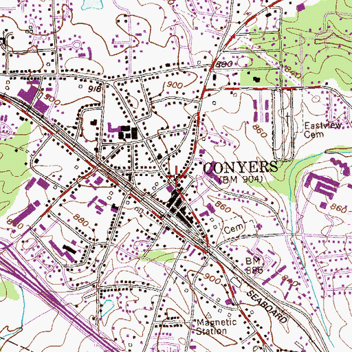 Topographic Map of First Baptist Church of Conyers, GA