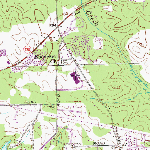 Topographic Map of Edwards Middle School, GA