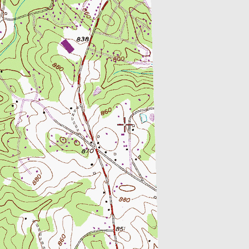 Topographic Map of Hi Rock Church, GA