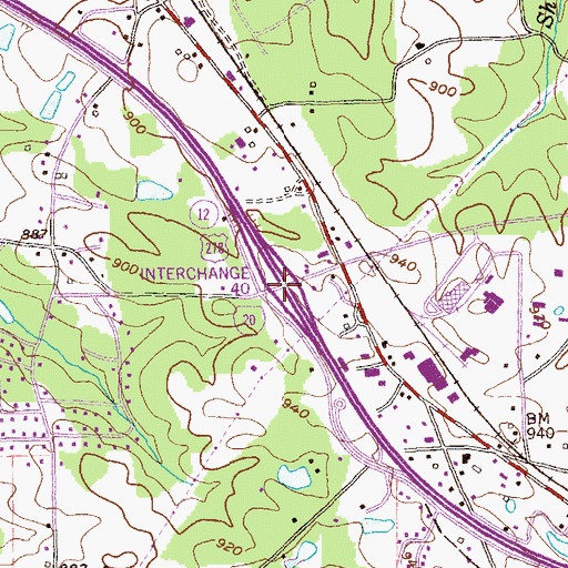 Topographic Map of Interchange 40, GA