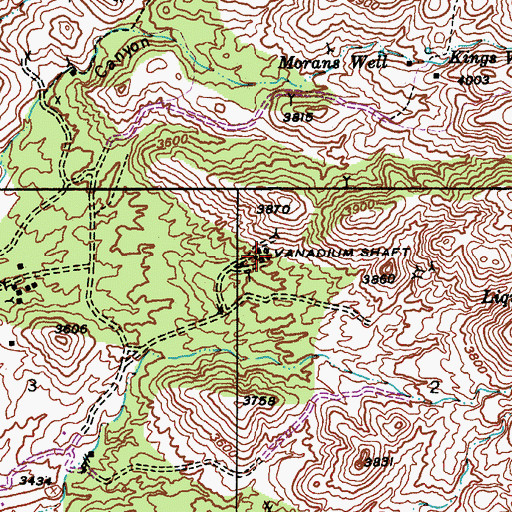 Topographic Map of Vanadium Shaft, AZ