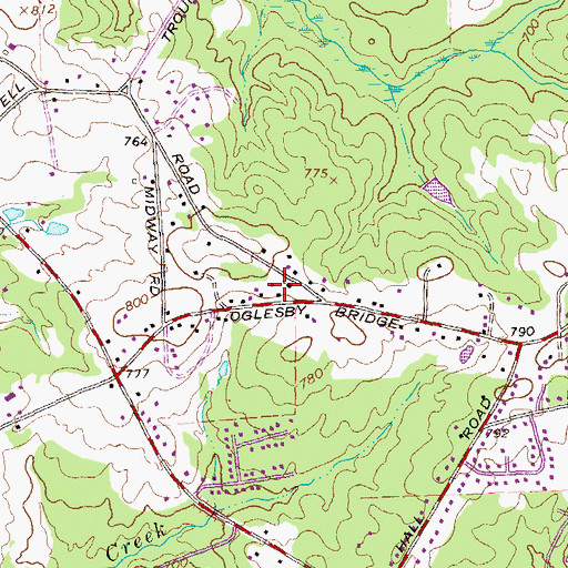 Topographic Map of Midway Church of God, GA