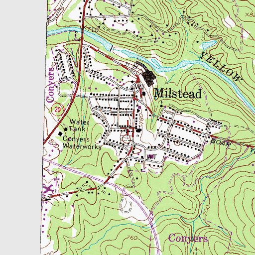 Topographic Map of Milstead Baptist Church, GA