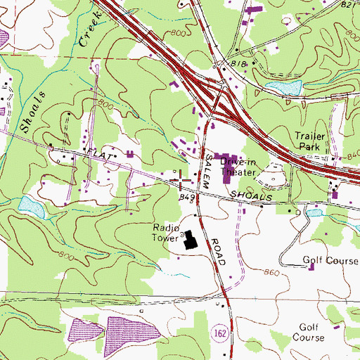 Topographic Map of Oakland School (historical), GA