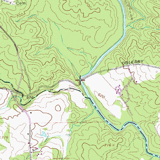 Topographic Map of Oglesby Bridge, GA