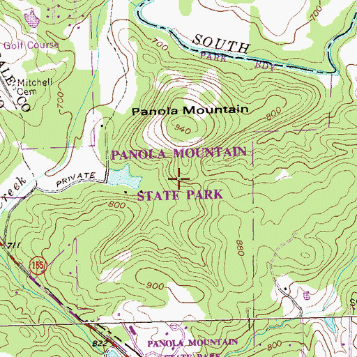 Topographic Map of Panola Mountain State Park, GA
