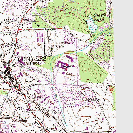 Topographic Map of Rockdale County High School, GA