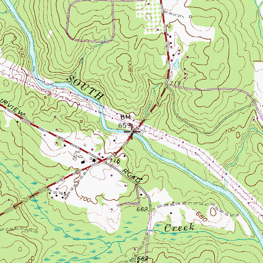 Topographic Map of Sims Bridge, GA