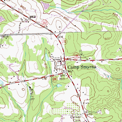 Topographic Map of Smyrna Presbyterian Church, GA