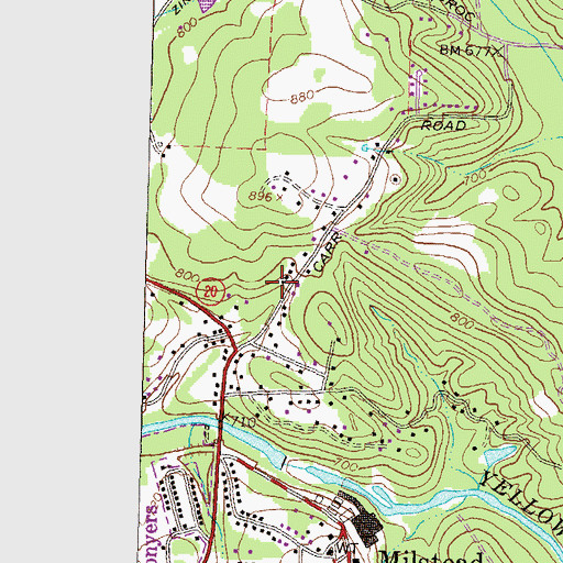 Topographic Map of Water Oak Church, GA