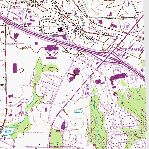 Topographic Map of Conyers Crossing Shopping Center, GA