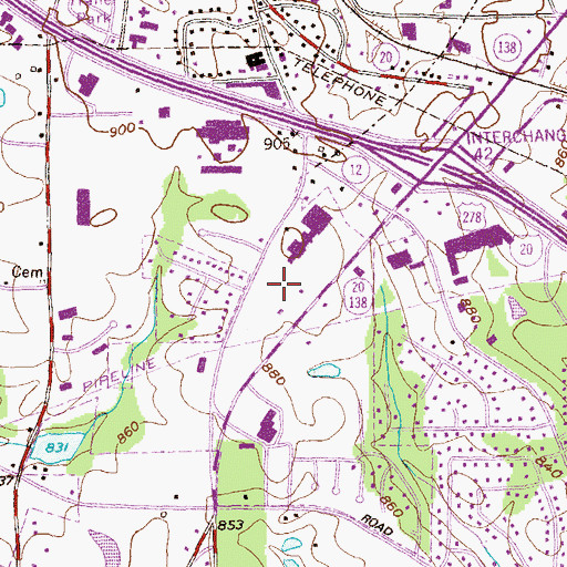Topographic Map of Conyers Exchange Shopping Center, GA