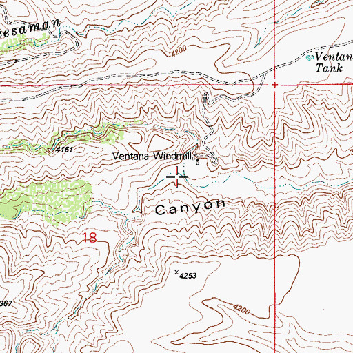 Topographic Map of Ventana Windmill, AZ