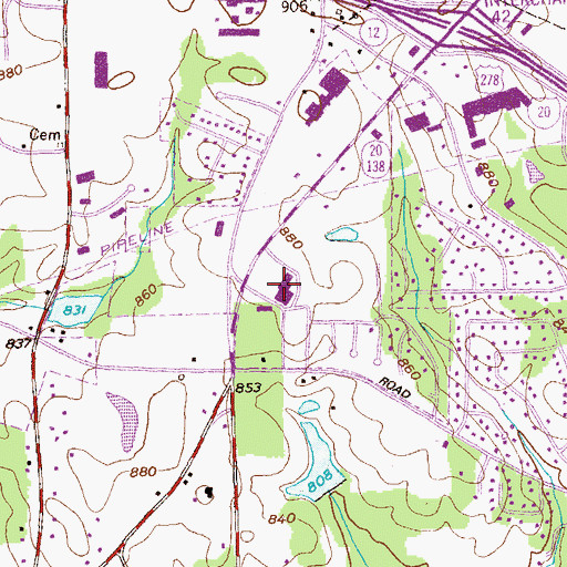Topographic Map of Conyers Village Shopping Center, GA