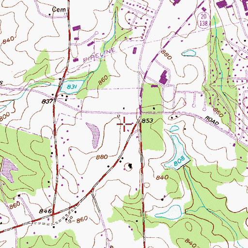 Topographic Map of Crossroads Shopping Center, GA