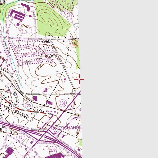 Topographic Map of Green Meadows Memorial Gardens, GA