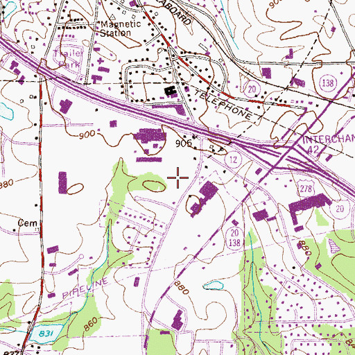 Topographic Map of Ivy Place Shopping Center, GA