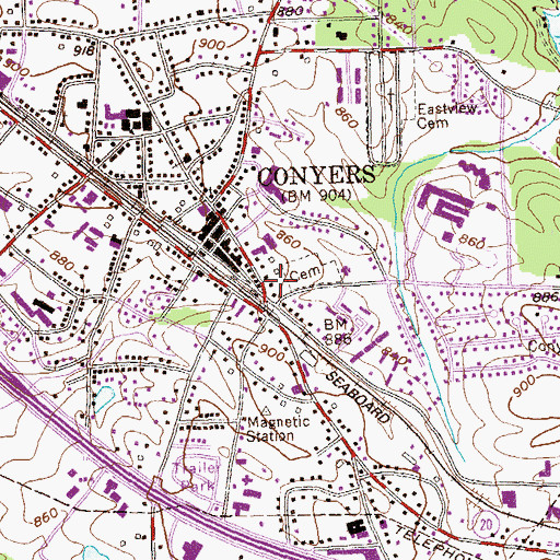 Topographic Map of Main Street Village Shopping Center, GA