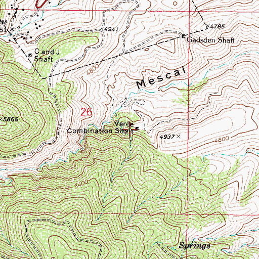 Topographic Map of Verde Combination Shaft, AZ