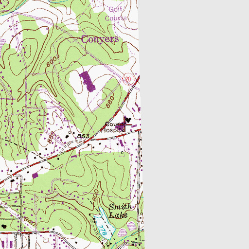 Topographic Map of Rockdale Medical Center, GA