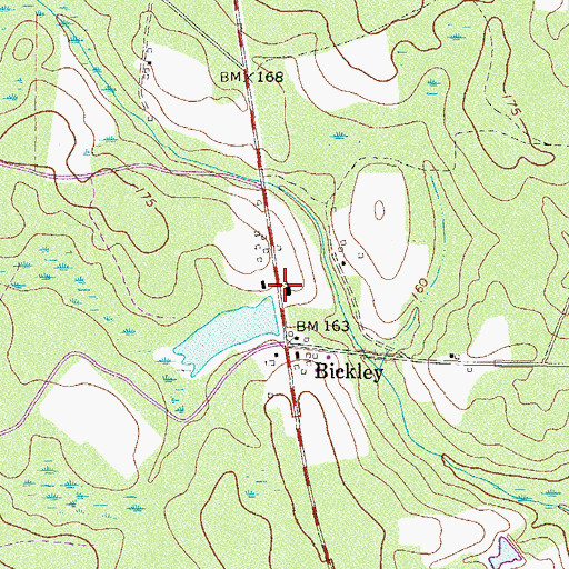 Topographic Map of Bickley Church, GA
